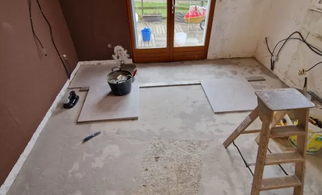 Rénovation d'une cuisine à Charantonnay, proximité de Vienne, Barbosa David Carrelages