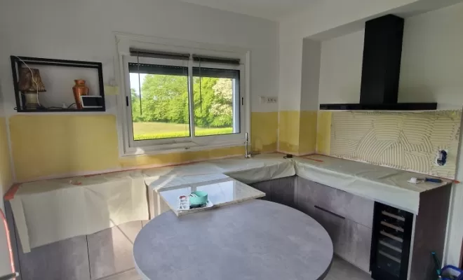 Rénovation d'une cuisine à Charantonnay, proximité de Vienne, Barbosa David Carrelages